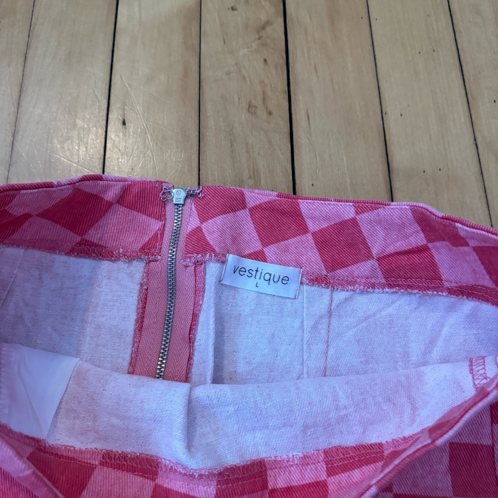 Vestique Pink Checkered Mini Skirt - Picture 3 of 4